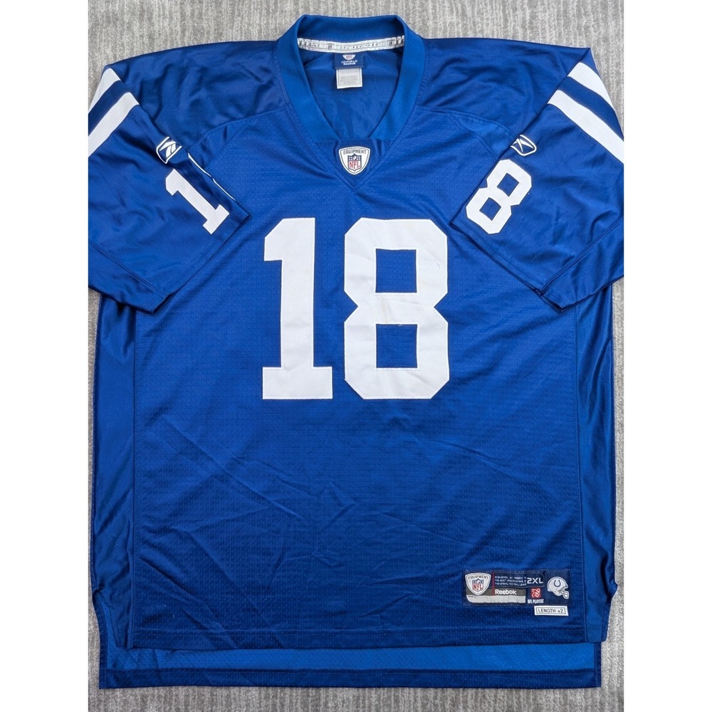Indianapolis Colts Peyton Manning Jersey Mens 2XL Blue Reebok On Field READ